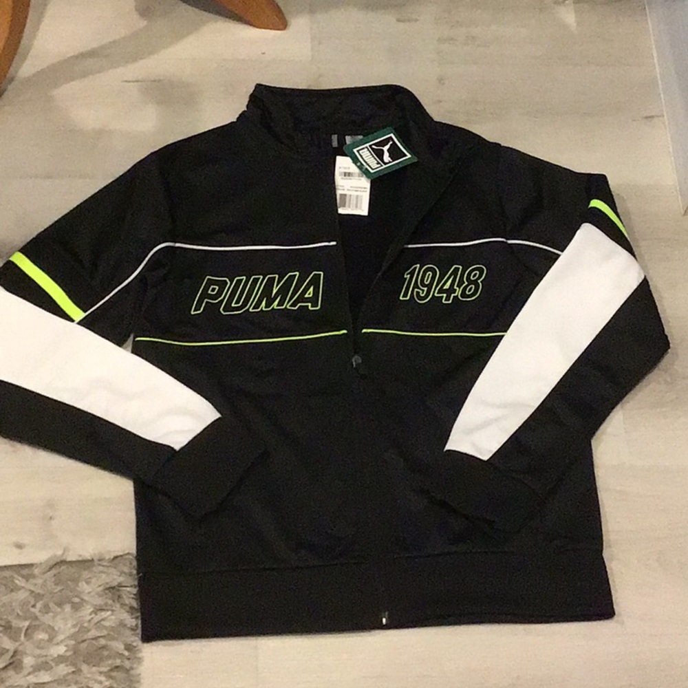 Puma NWT Boy Teen Youth Black Zip up Jacket with Pockets. - Picture 1 of 6